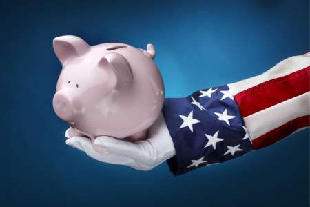 Uncle Sam Federal spending Piggy bank